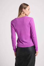 Pull Col V Zefina - Violet Fluo - Femme