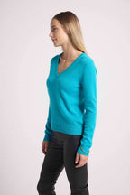 Pull Col V Zefina - Bleu Turquoise