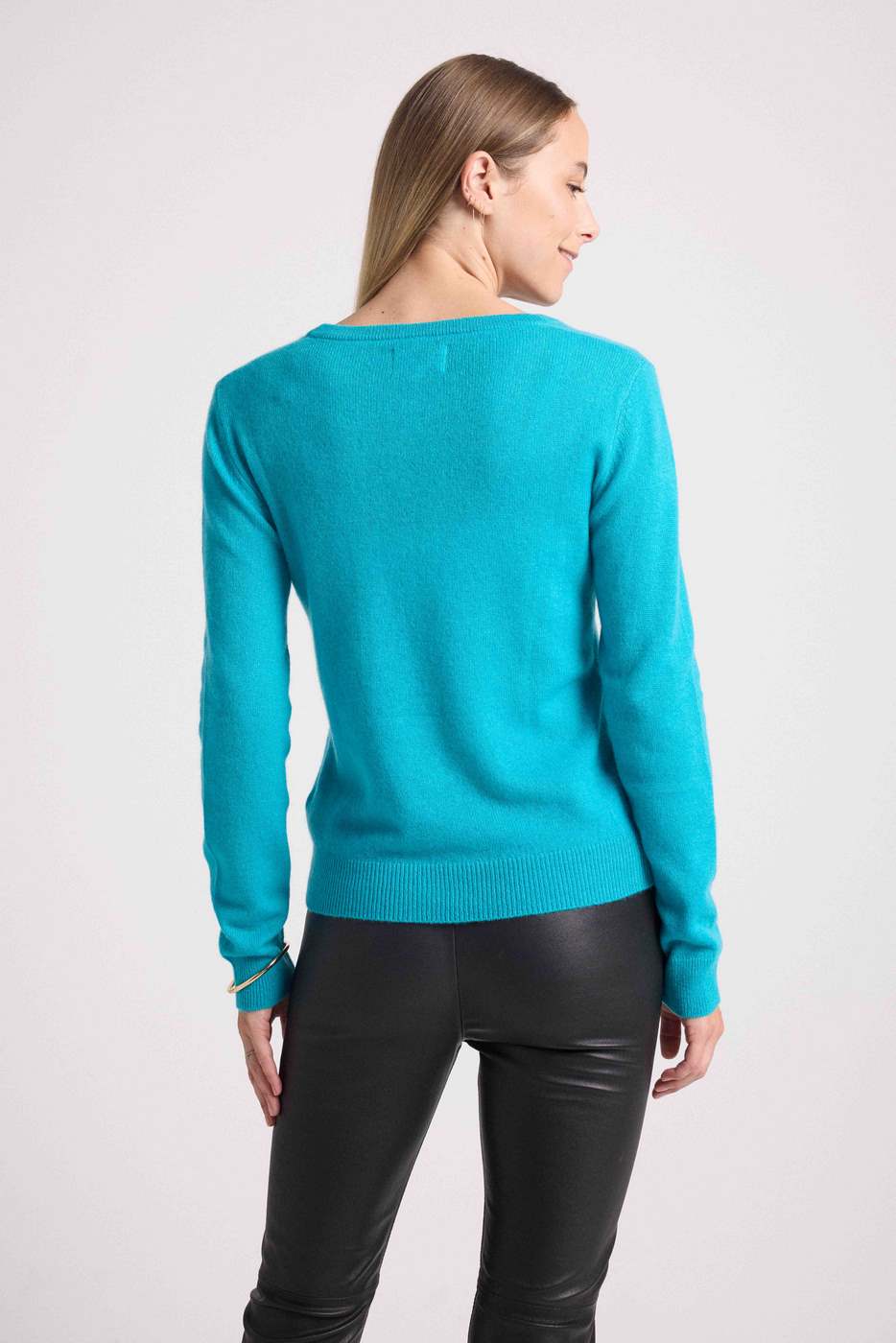 Pull Col V Zefina - Bleu Turquoise