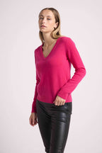 Pull Col V Zefina - Fushia - Femme