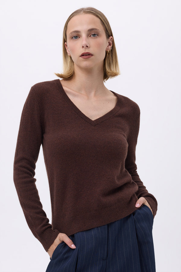 Pullover Mit V-Ausschnitt Zefina - Braun - Damen
