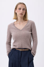 Pull Col V Femme Zefina - Taupe - Femme