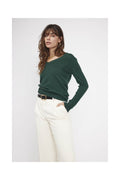 Zefina V-Neck Jumper - Bottle Green - Women