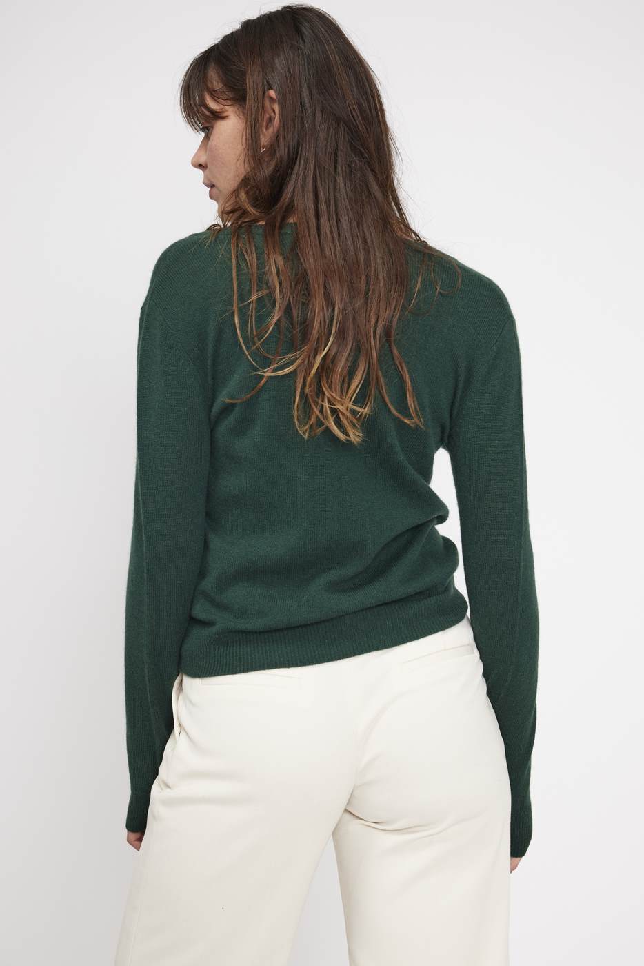 Zefina V-Neck Jumper - Bottle Green - Women