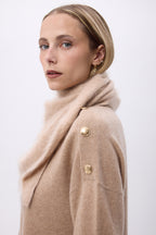 Oversized Trekantet Bandana – Børstet Kaskmirbandana Zeno - Cremebeige - Dame