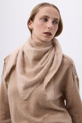 Oversized Trekantet Bandana – Børstet Kaskmirbandana Zeno - Cremebeige - Dame