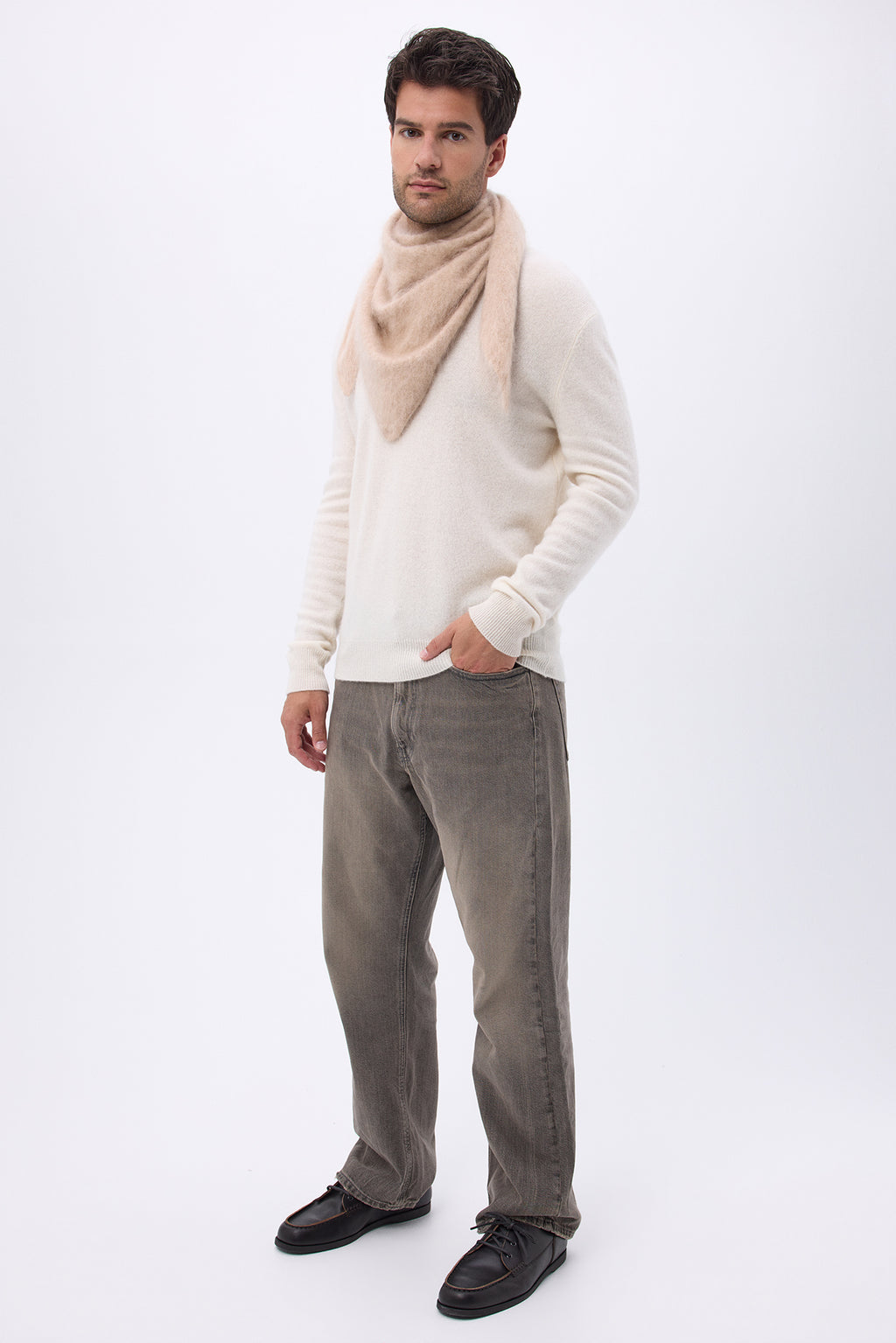 Oversized Trekantet Bandana – Børstet K试验mærke Bandana Zeno - Cremebeige - Mænd