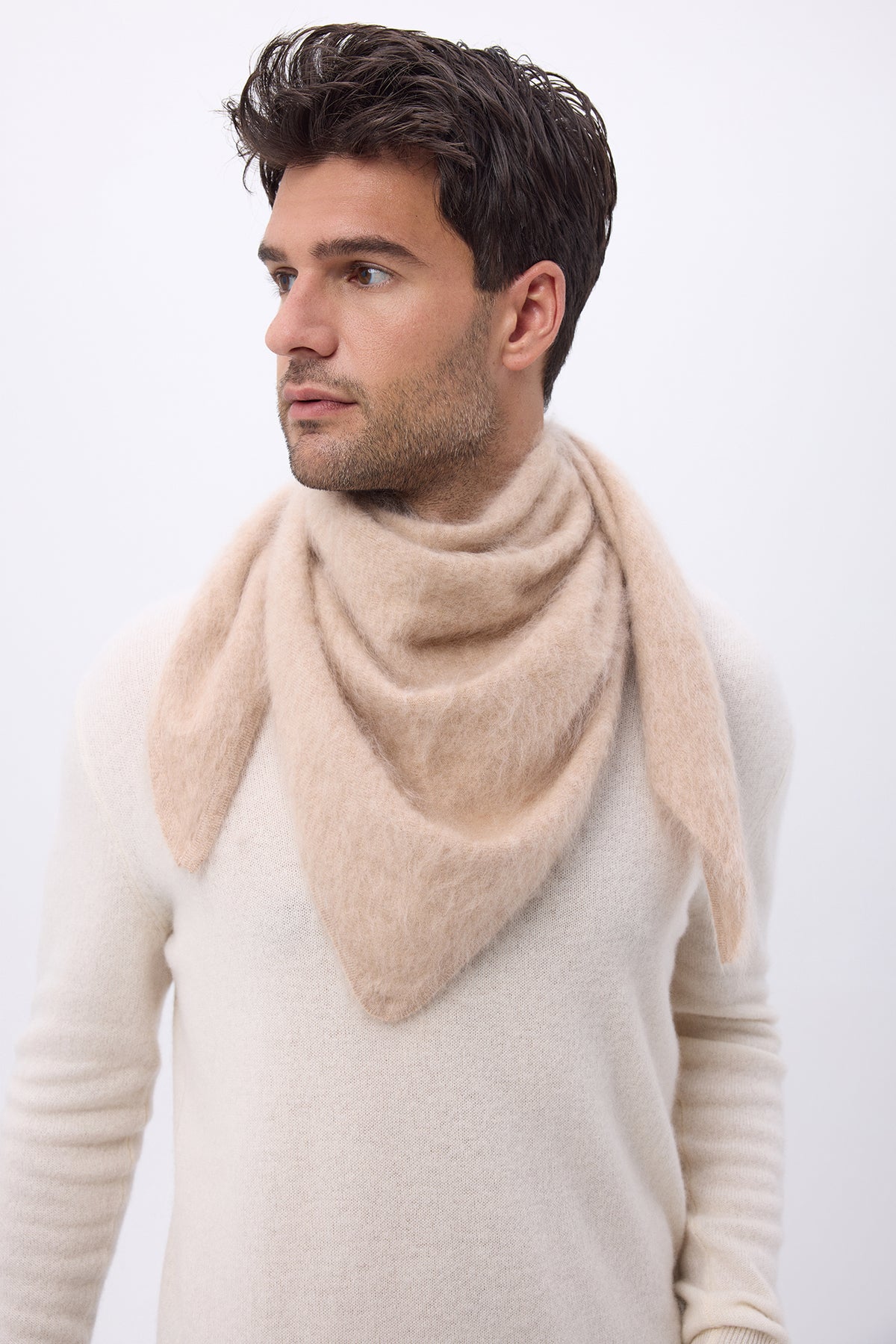 Oversized Trekantet Bandana – Børstet K试验mærke Bandana Zeno - Cremebeige - Mænd