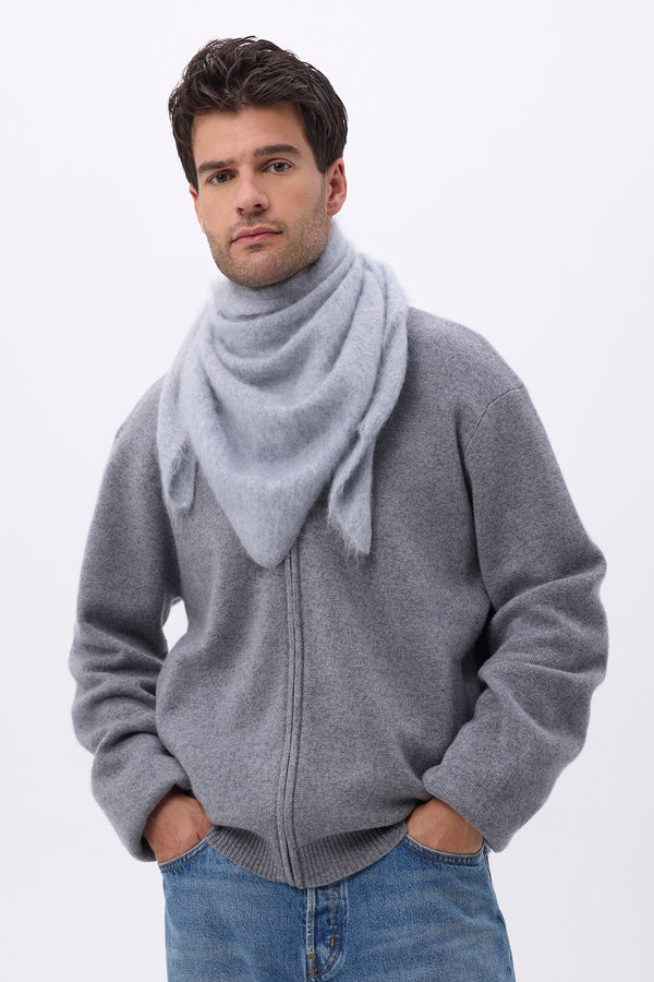 Oversized Triangular Bandana – Brushed Cashmere Zeno Bandana - Light Grey - Men