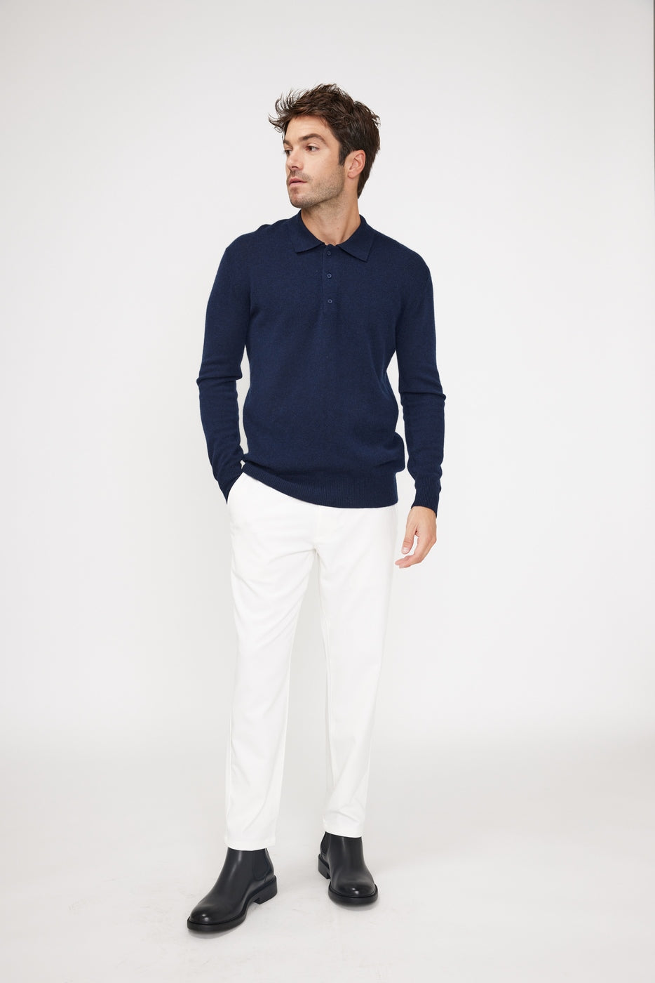 Sweter polo Zidane – Granatowy – Męski
