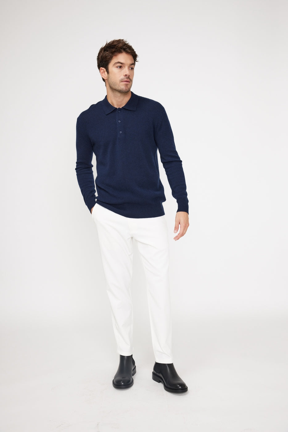 Sweter polo Zidane – Granatowy – Męski