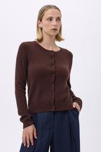 Cardigan Med Rund Hals F Zika - Brun - Dame