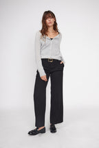 Zika Crew-Neck Cardigan - Light Grey - Women