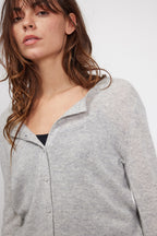 Zika Crew-Neck Cardigan - Light Grey - Women