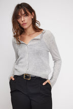Zika Crew-Neck Cardigan - Light Grey - Women
