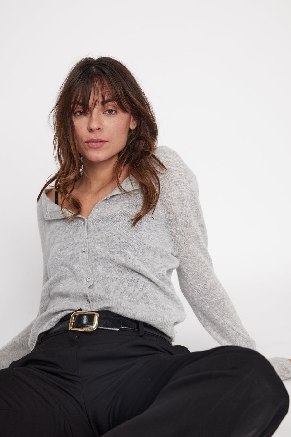 Zika Crew-Neck Cardigan - Light Grey - Women