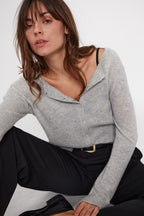 Zika Crew-Neck Cardigan - Light Grey - Women