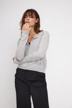 Zika Crew-Neck Cardigan - Light Grey - Women