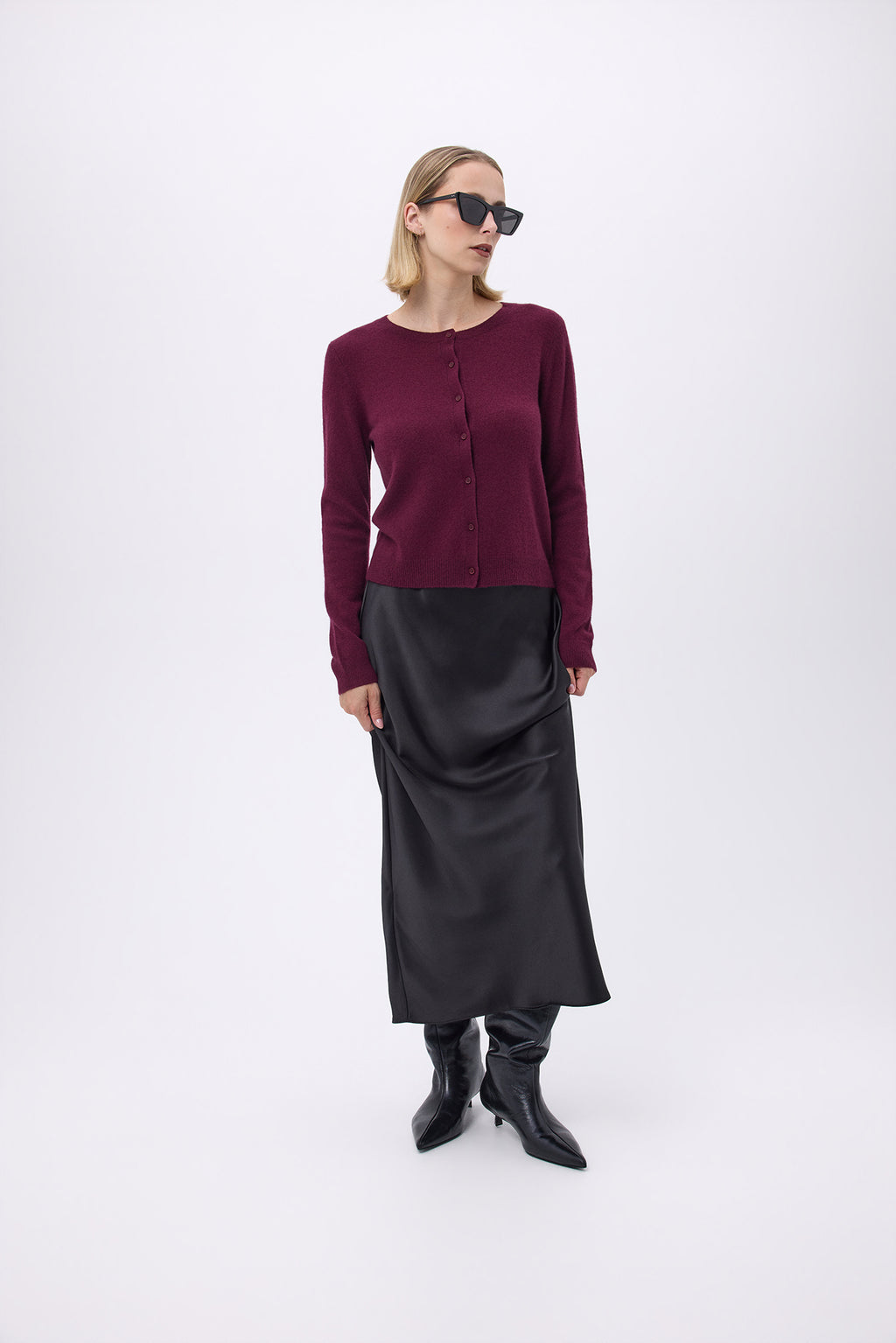 Women's Zika Crew-Neck Cardigan - Burgundy - Women's