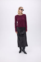 Women's Zika Crew-Neck Cardigan - Burgundy - Women's