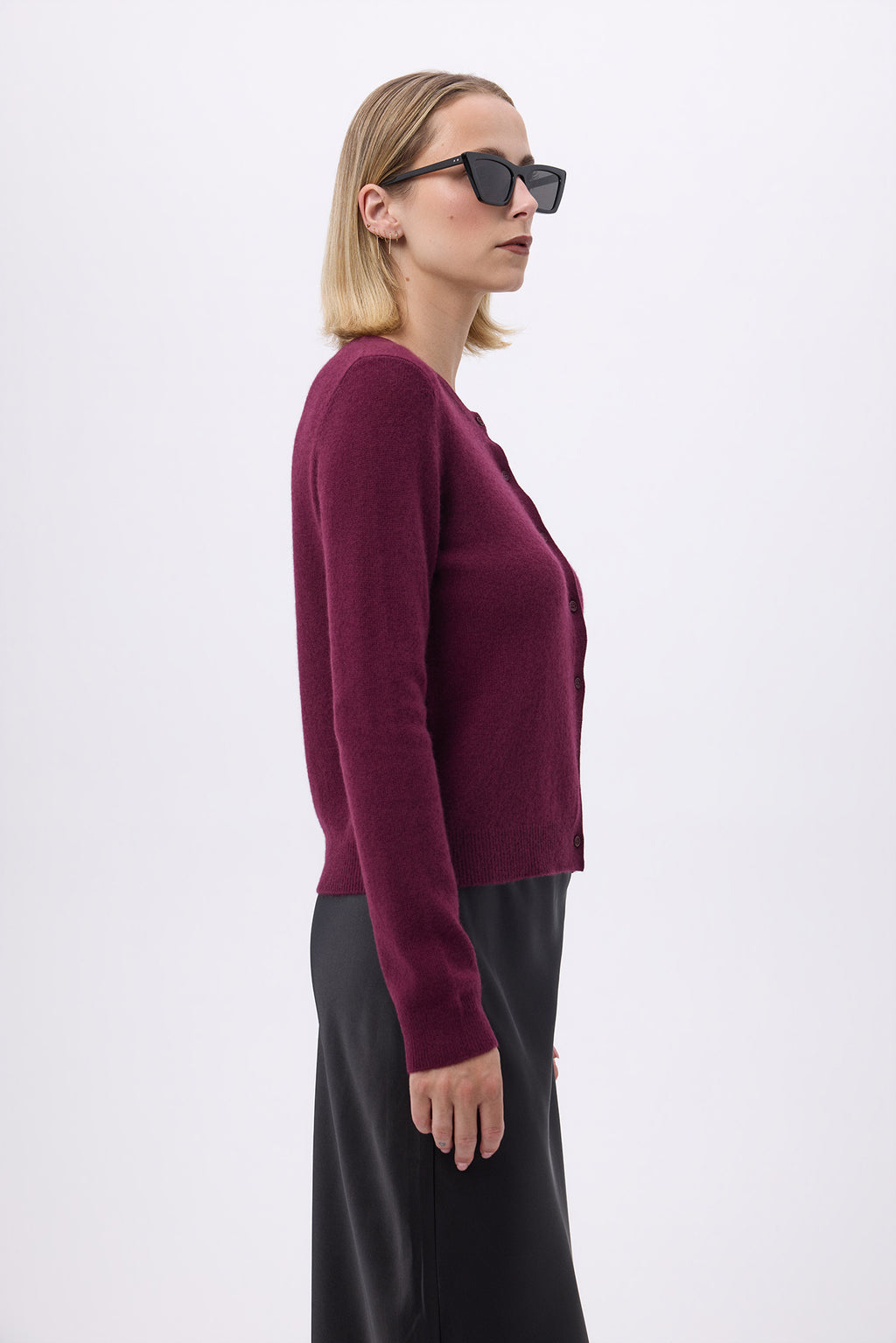 Women's Zika Crew-Neck Cardigan - Burgundy - Women's