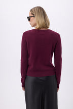 Women's Zika Crew-Neck Cardigan - Burgundy - Women's