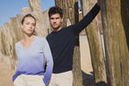 Pull Col V Dip Dye Zip - Bleu