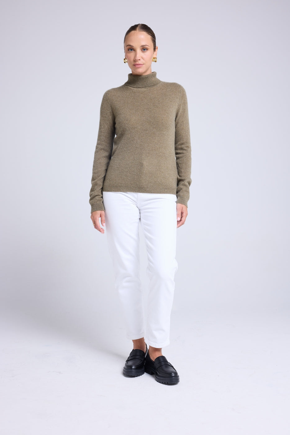 Rollkragenpullover Zoe – Khakigrün – Damen