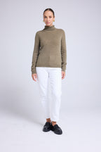 Rollkragenpullover Zoe – Khakigrün – Damen