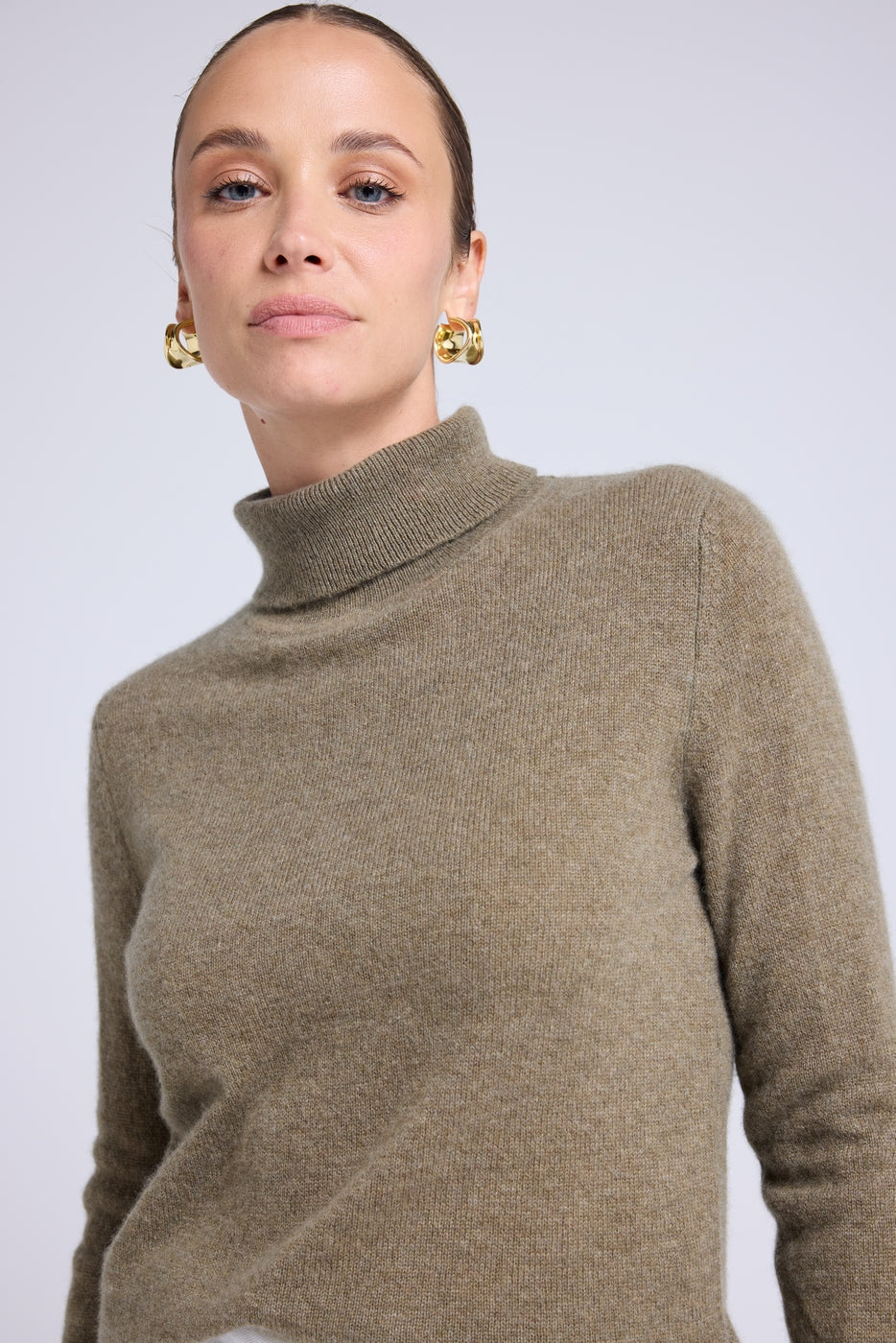 Rollkragenpullover Zoe – Khakigrün – Damen