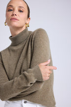 Rollkragenpullover Zoe – Khakigrün – Damen