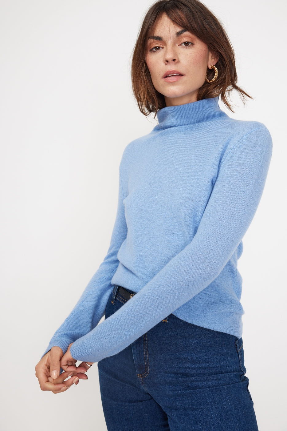 Rollkragenpullover Zoe – Hellblau – Damen