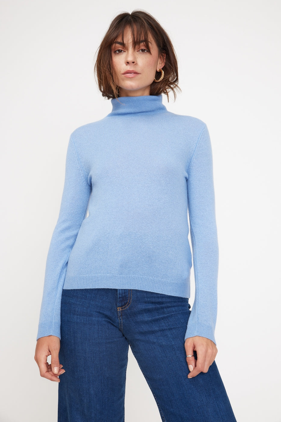Rollkragenpullover Zoe – Hellblau – Damen