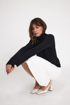 Rullekravestrik Zoe - Sort - Dame