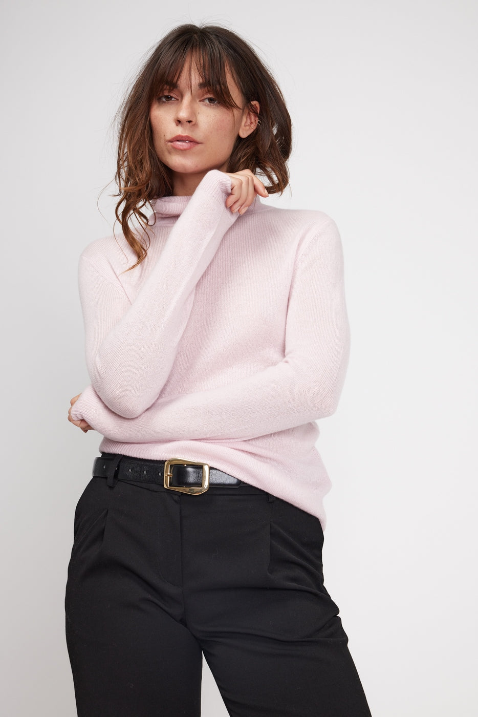 Zoe Rullekravebluse - Pudderrosa