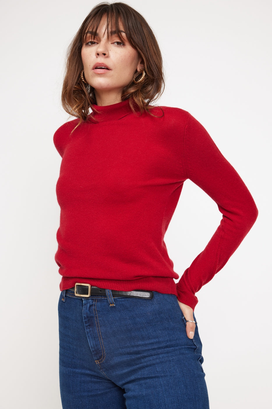 Rullekravestrik Zoe - Bordeauxrød - Dame