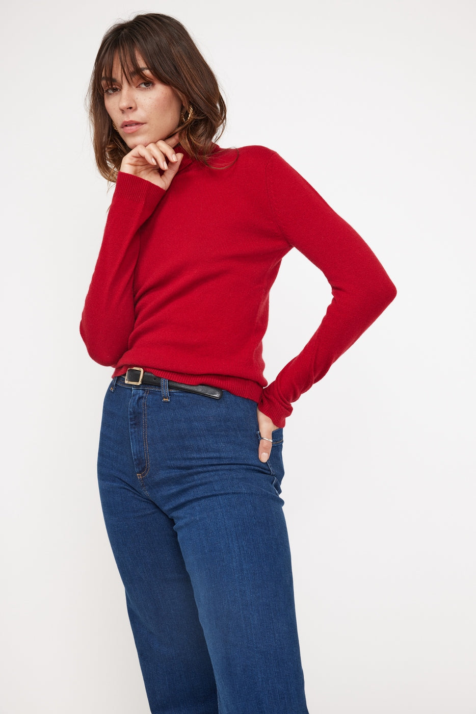 Rullekravestrik Zoe - Bordeauxrød - Dame