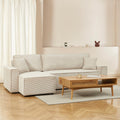 Zola - Omkeerbare Hoekbank Slaapbank 4-Zits - Beige Ribfluweel