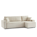 Zola - Omkeerbare Hoekbank Slaapbank 4-Zits - Beige Ribfluweel