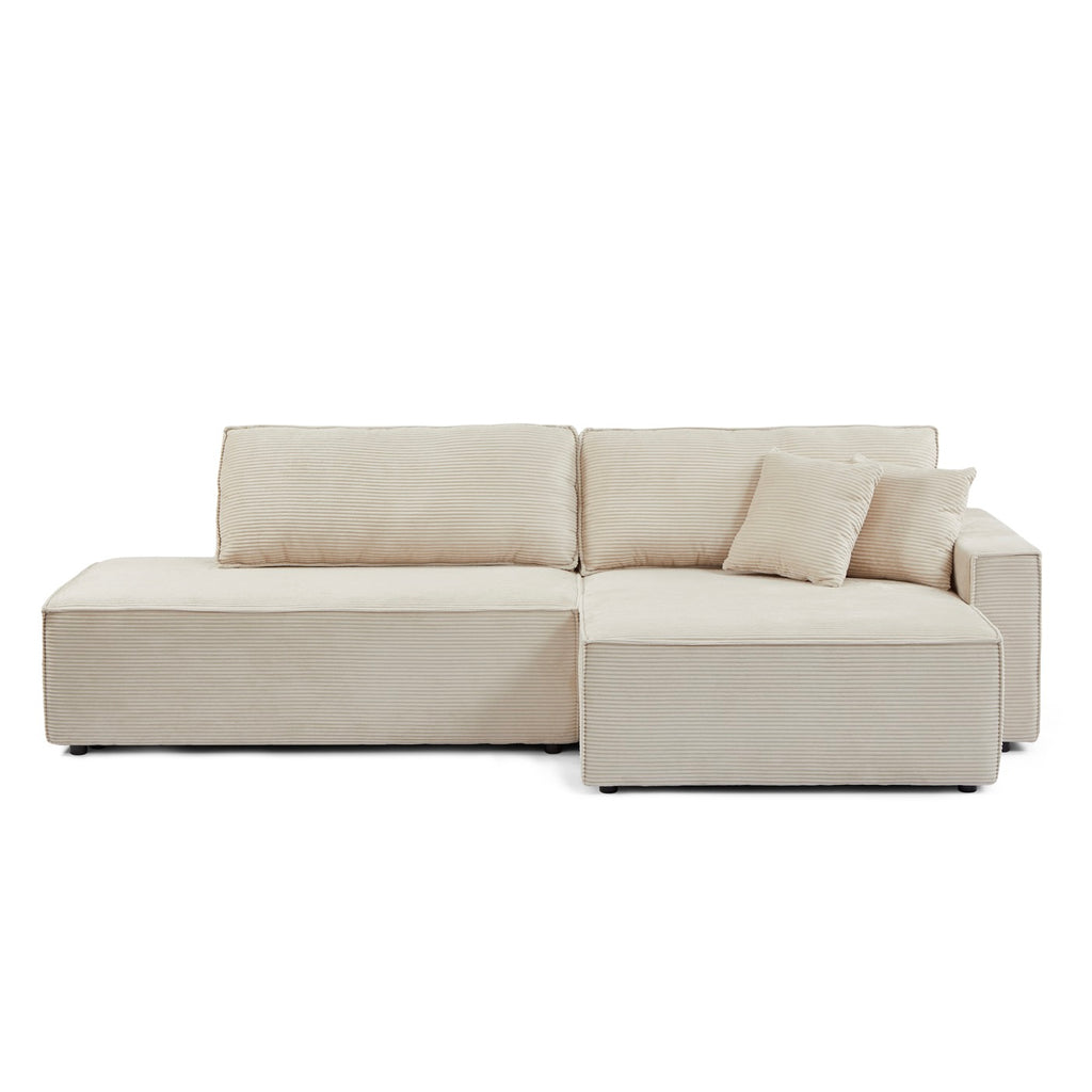 Zola - Højrevendt åben sovesofa 4 personer - Beige fløjl