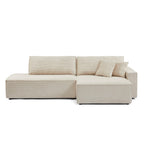 Zola - Højrevendt åben sovesofa 4 personer - Beige fløjl