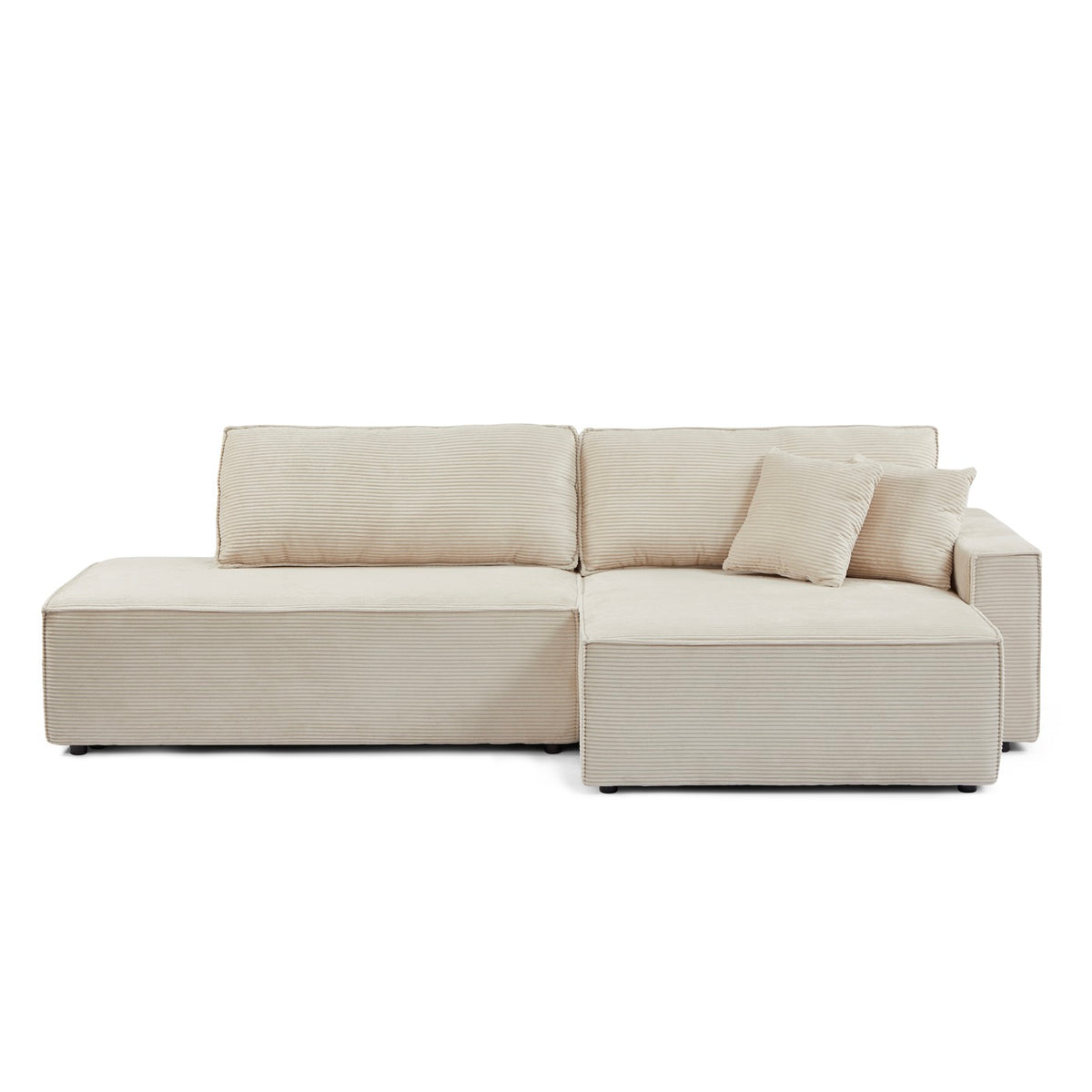 Zola - Højrevendt åben sovesofa 4 personer - Beige fløjl