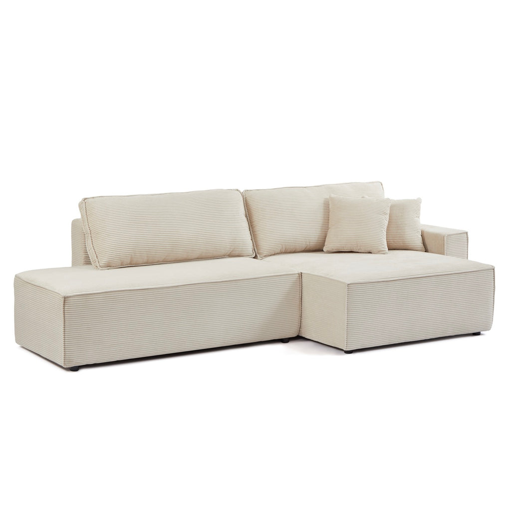 Zola - Højrevendt åben sovesofa 4 personer - Beige fløjl