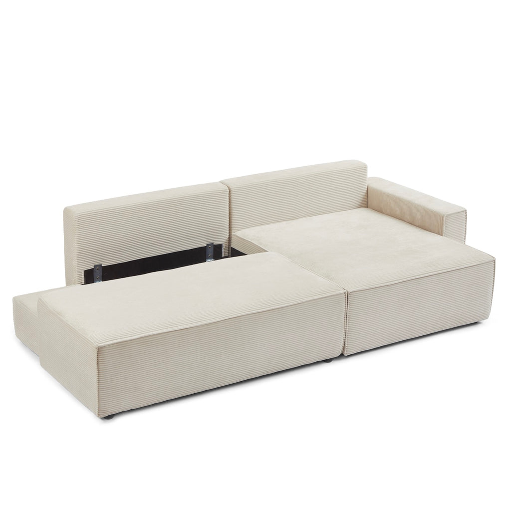 Zola - Højrevendt åben sovesofa 4 personer - Beige fløjl