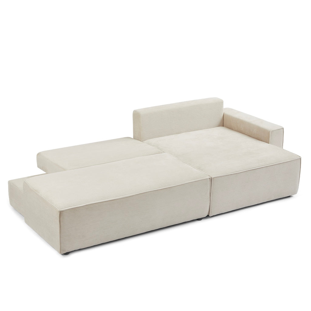 Zola - Højrevendt åben sovesofa 4 personer - Beige fløjl