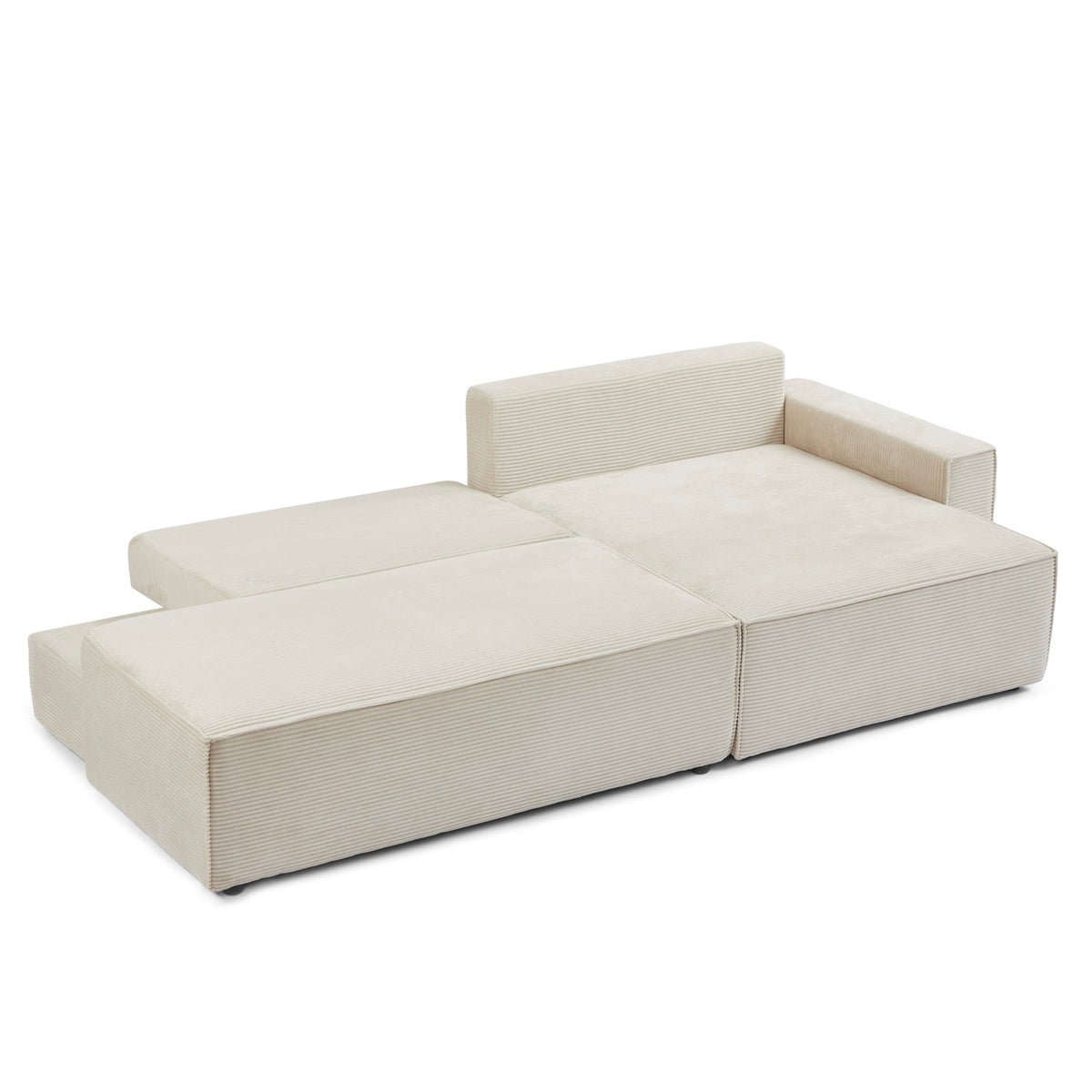 Zola - Højrevendt åben sovesofa 4 personer - Beige fløjl