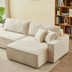 Zola - Højrevendt åben sovesofa 4 personer - Beige fløjl