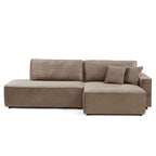 Zola - Højrevendt åben hjørnesofa sovesofa 4-personers - Fløjl - Taupe