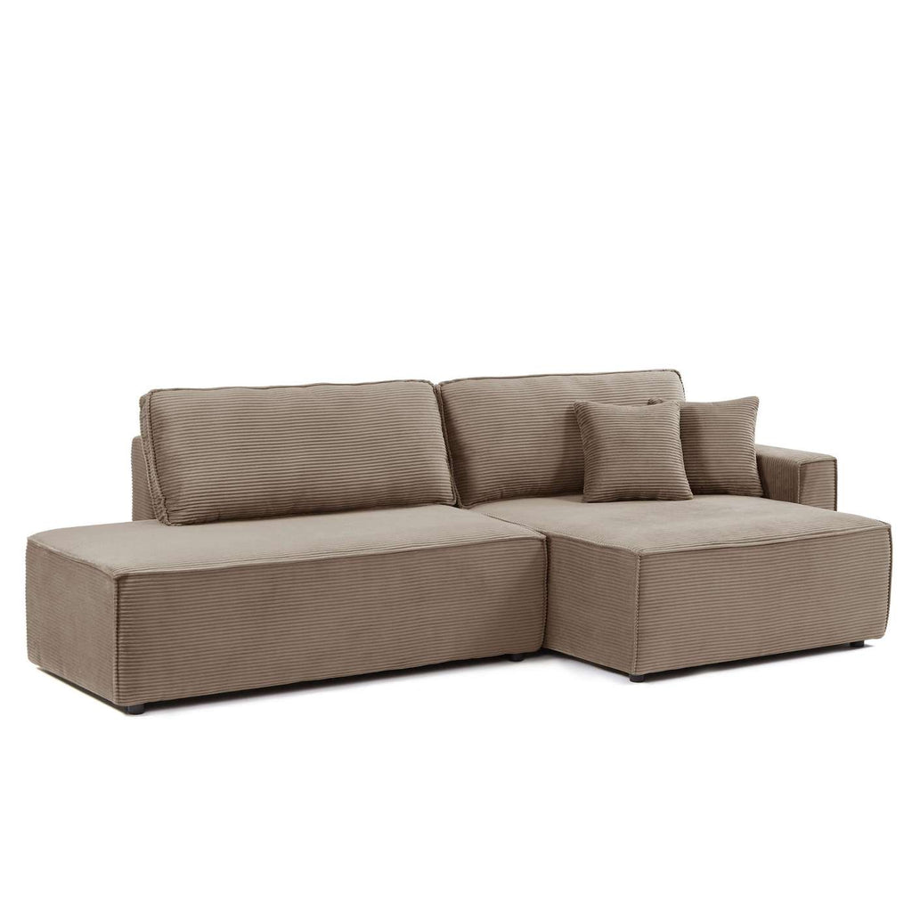 Zola - Højrevendt åben hjørnesofa sovesofa 4-personers - Fløjl - Taupe