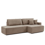 Zola - Højrevendt åben hjørnesofa sovesofa 4-personers - Fløjl - Taupe